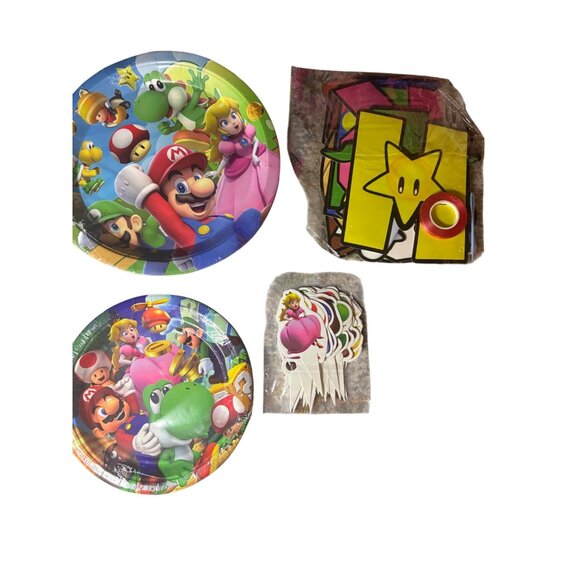 Mario Brothers Birthday Party Decorations Plates Back Drop Balloons Banner - Picture 2 of 6